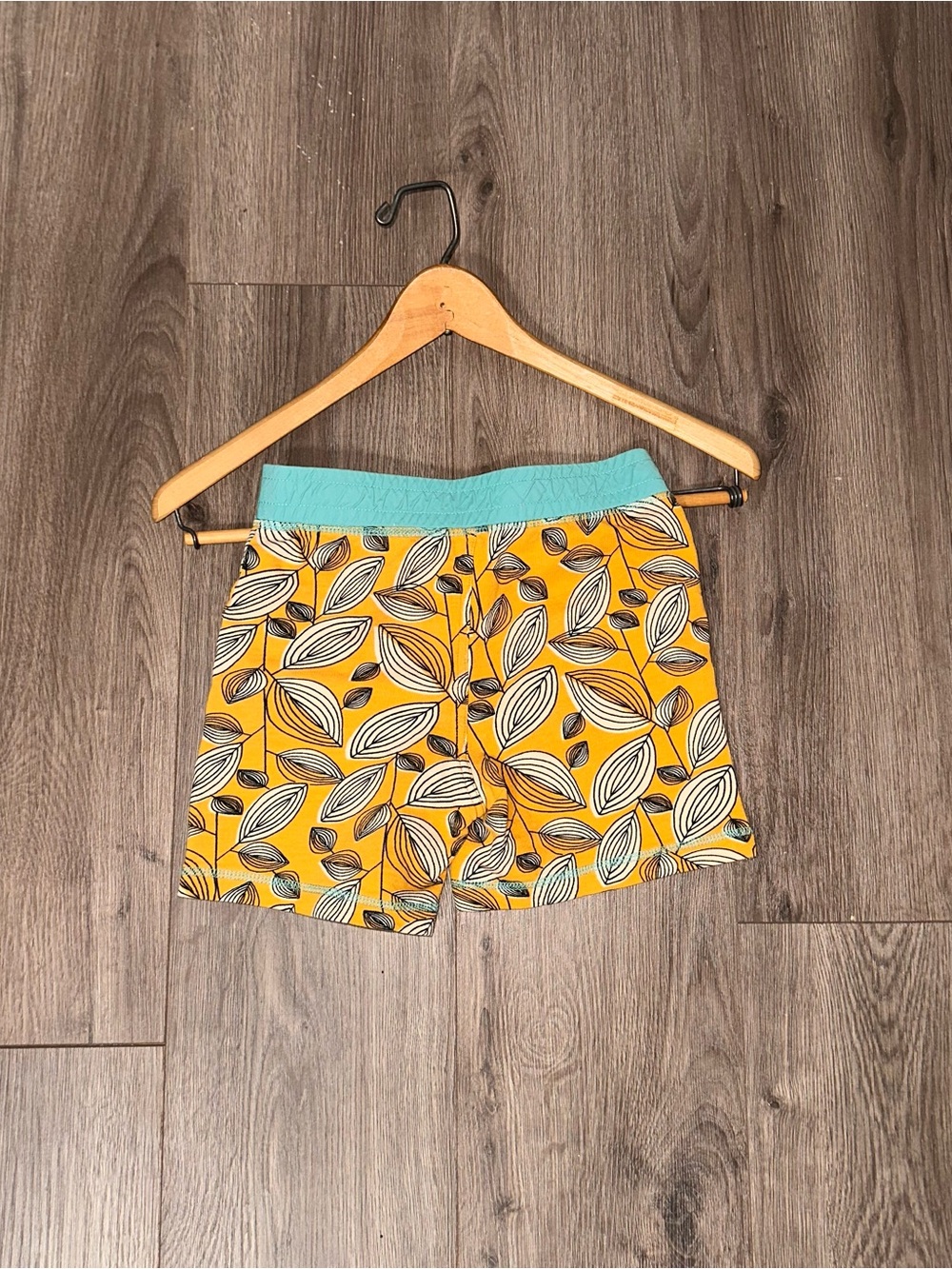 Matilda Jane Yellow Leaf-Print Athletic Shorts with Teal Waistband Kids - Picture 5 of 5